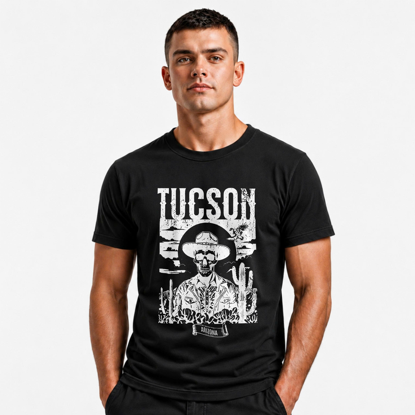 Arizona Tucson Cowboy Skull Retro Desert Western Shirt
