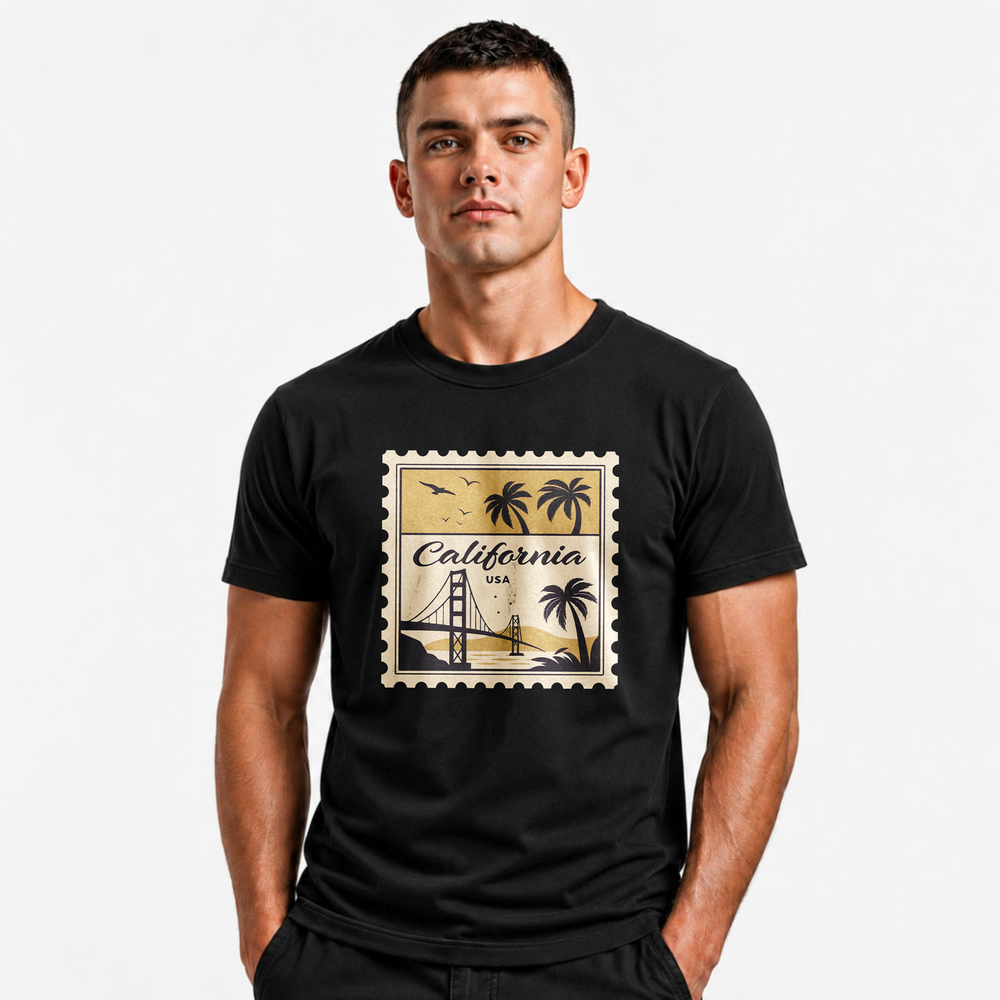 California Golden Gate Bridge Postage Stamp Retro Shirt