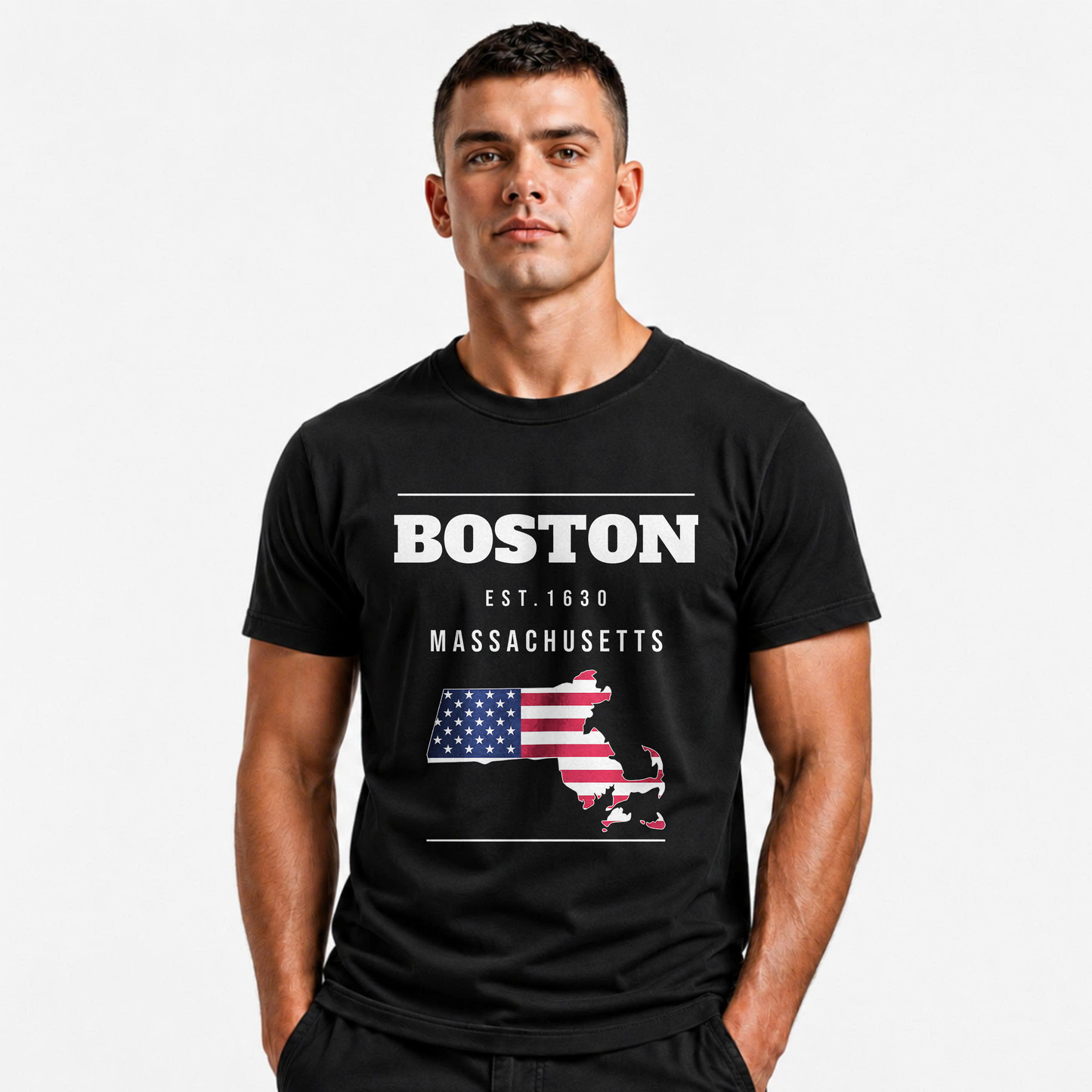 Boston Massachusetts Flag Map State Pride Shirt