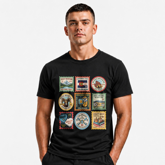 Colorado Vintage Stamp Rocky Mountain Travel Shirt