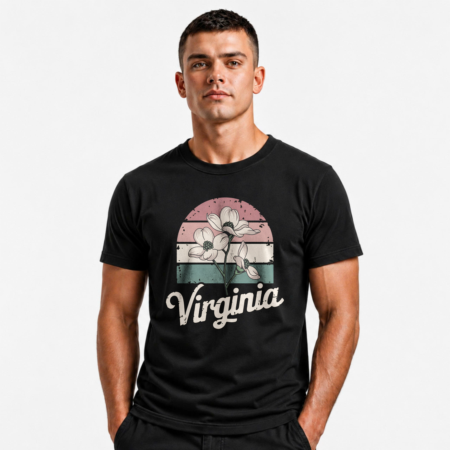 Virginia Dogwood Flower Retro State Pride Shirt
