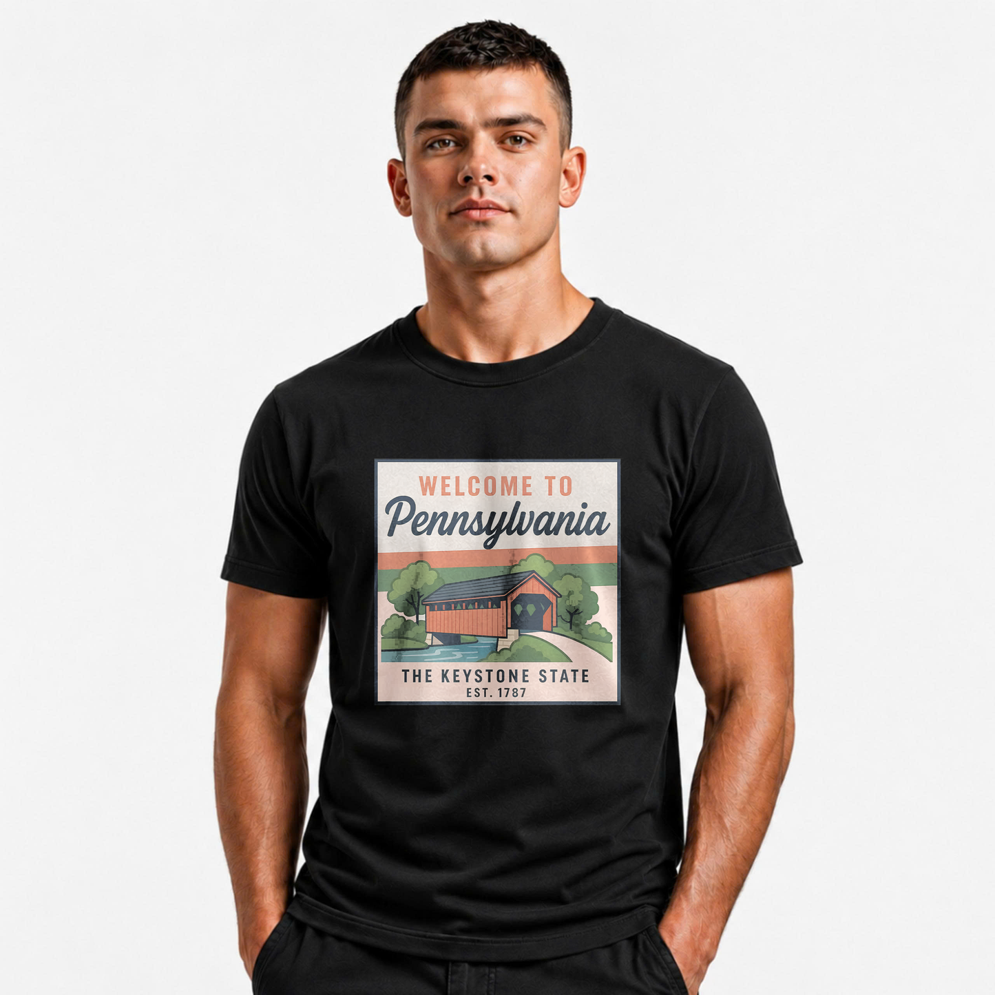 Pennsylvania Covered Bridge Scenic Vintage State Shirt
