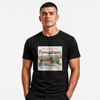 Pennsylvania Covered Bridge Scenic Vintage State Shirt