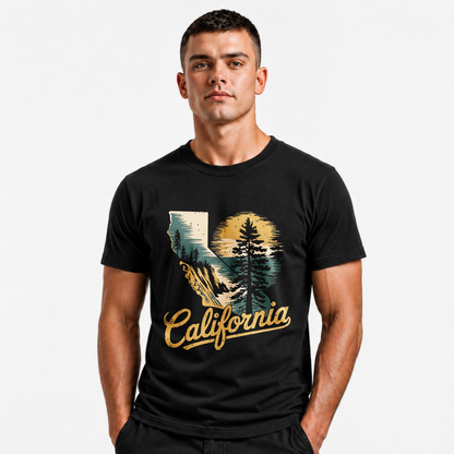California State Map Retro Sunset Coastal Nature Shirt