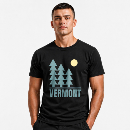 Vermont Minimalist Pine Trees Sun Nature Graphic Shirt