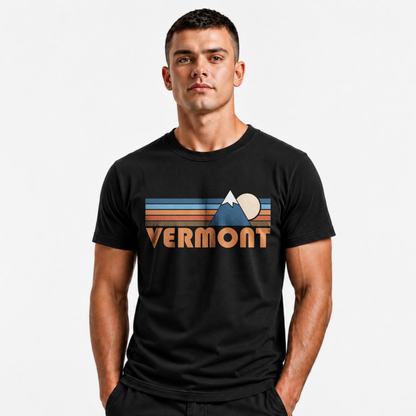 Vermont Green Mountain Retro Sunset Mountain Adventure Shirt