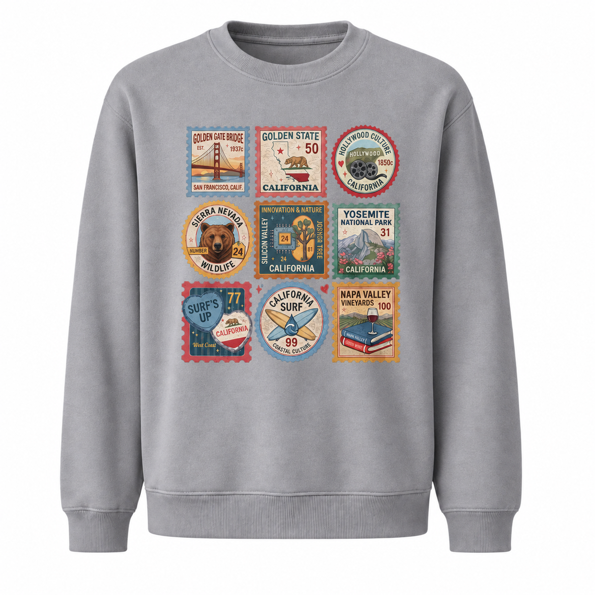 California Vintage Postage Stamps Icons Sweatshirt