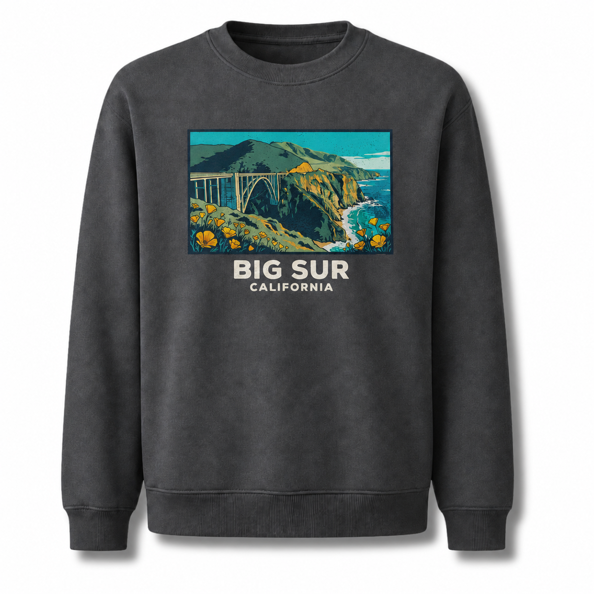 Big Sur California Bridge Poppy Landscape Sweatshirt