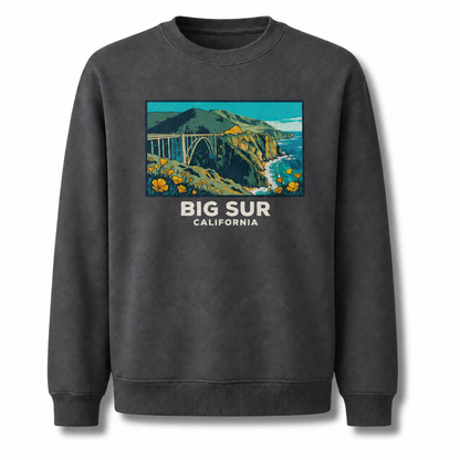 Big Sur California Bridge Poppy Landscape Sweatshirt