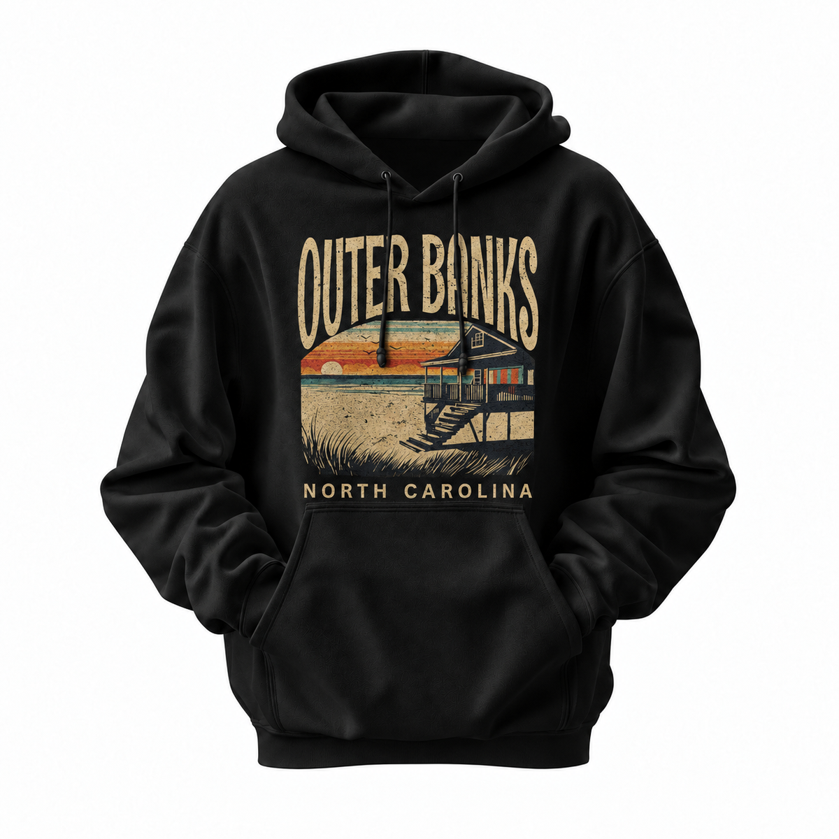Outer Banks North Carolina Vintage Coastal Beach House Hoodie