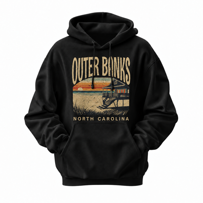 Outer Banks North Carolina Vintage Coastal Beach House Hoodie