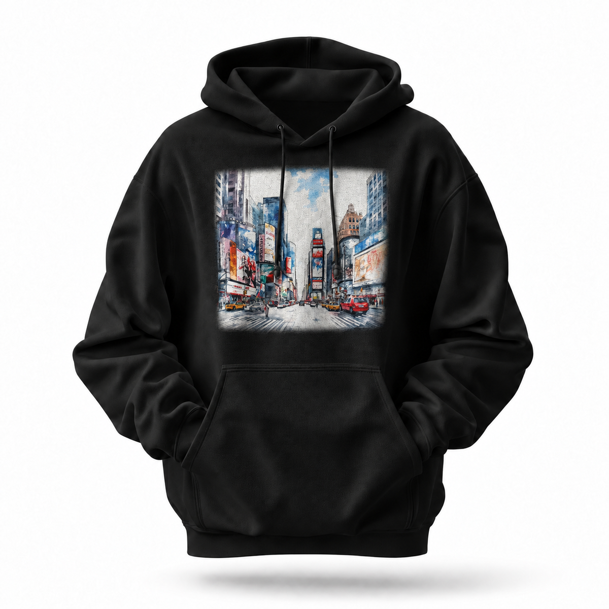 New York City Times Square Watercolor Art Hoodie