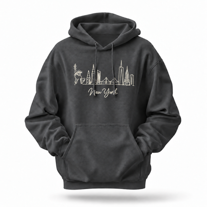 New York Minimalist Skyline Script Hoodie