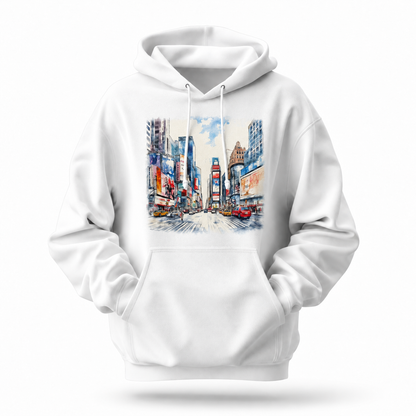 New York City Times Square Watercolor Art Hoodie
