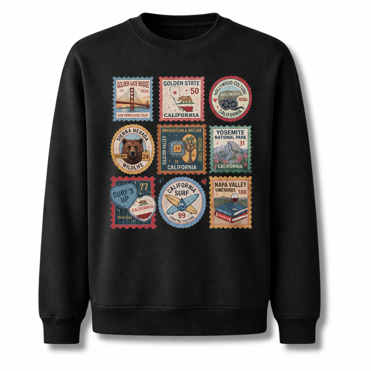 California Vintage Postage Stamps Icons Sweatshirt
