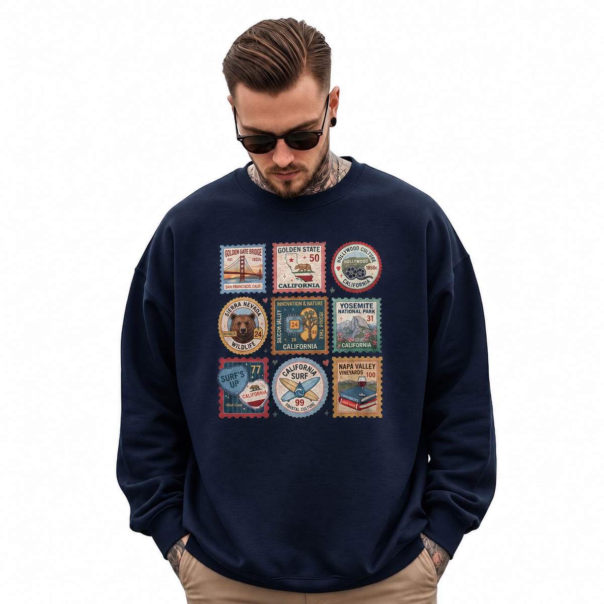 California Vintage Postage Stamps Icons Sweatshirt