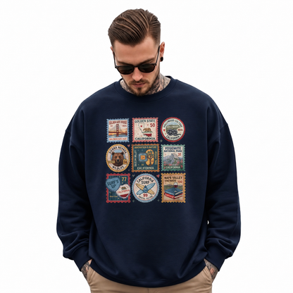 California Vintage Postage Stamps Icons Sweatshirt