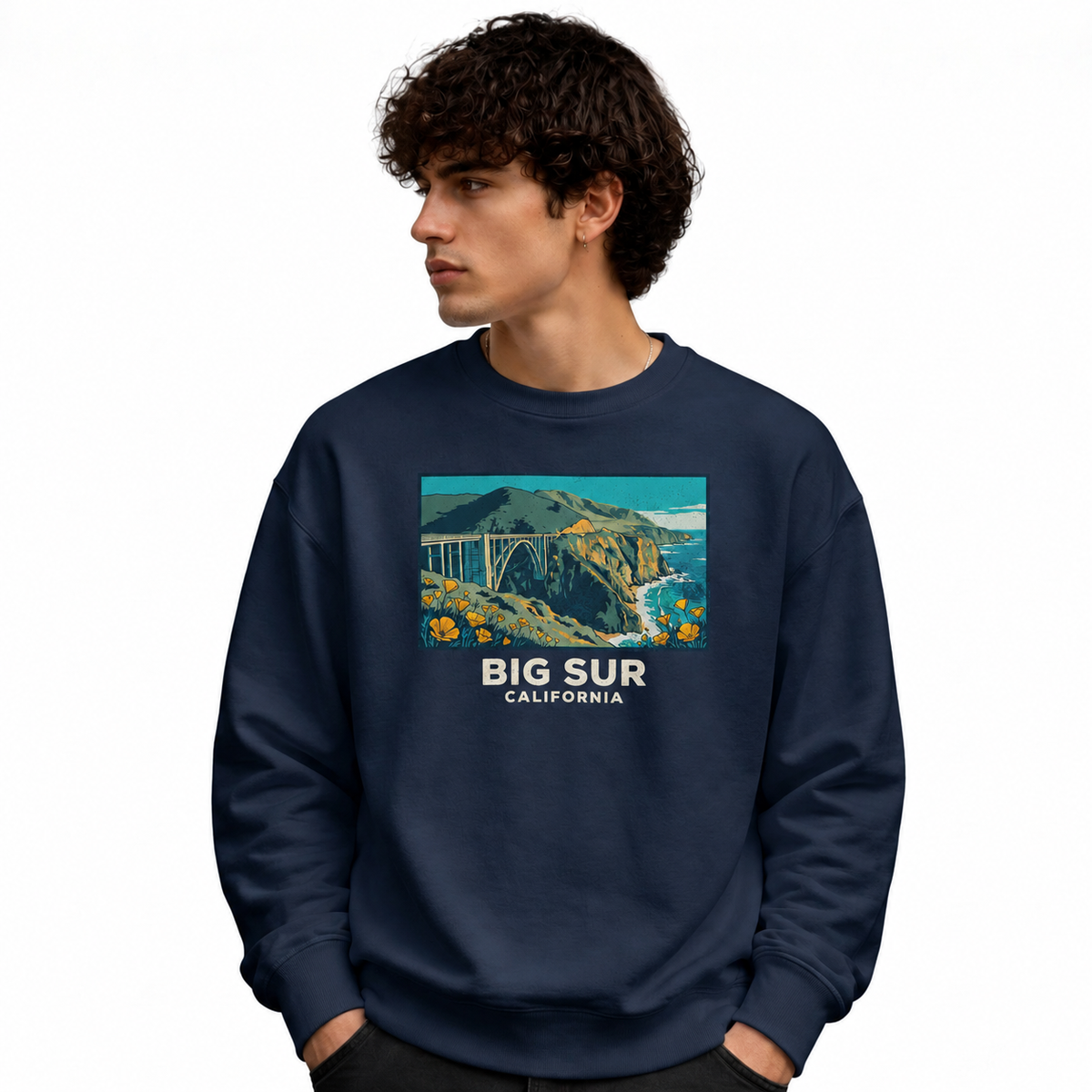 Big Sur California Bridge Poppy Landscape Sweatshirt