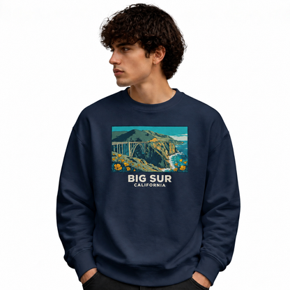 Big Sur California Bridge Poppy Landscape Sweatshirt