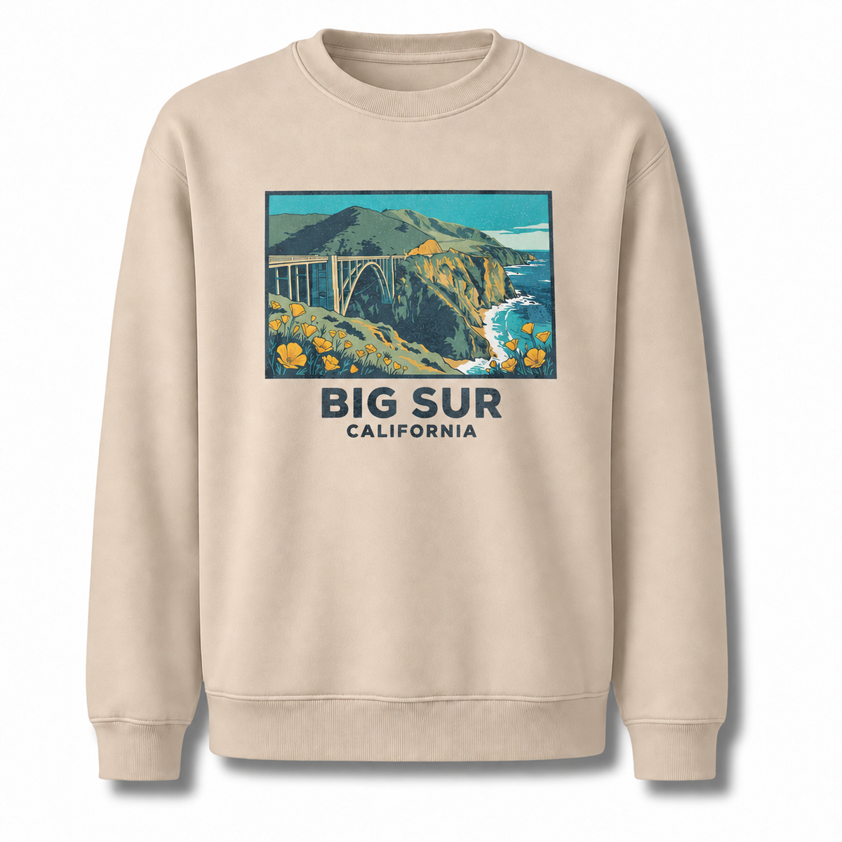 Big Sur California Bridge Poppy Landscape Sweatshirt