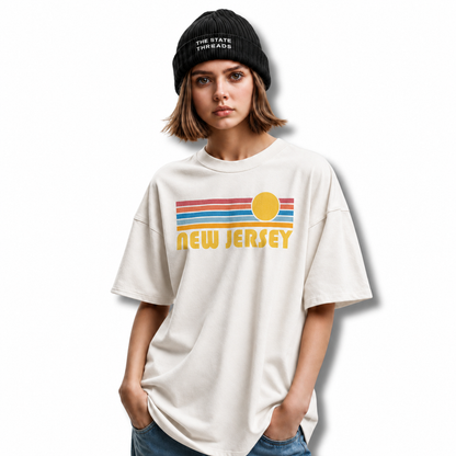 New Jersey Retro Sunset Vintage Stripes Black Shirt