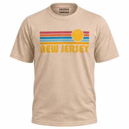 New Jersey Retro Sunset Vintage Stripes Black Shirt
