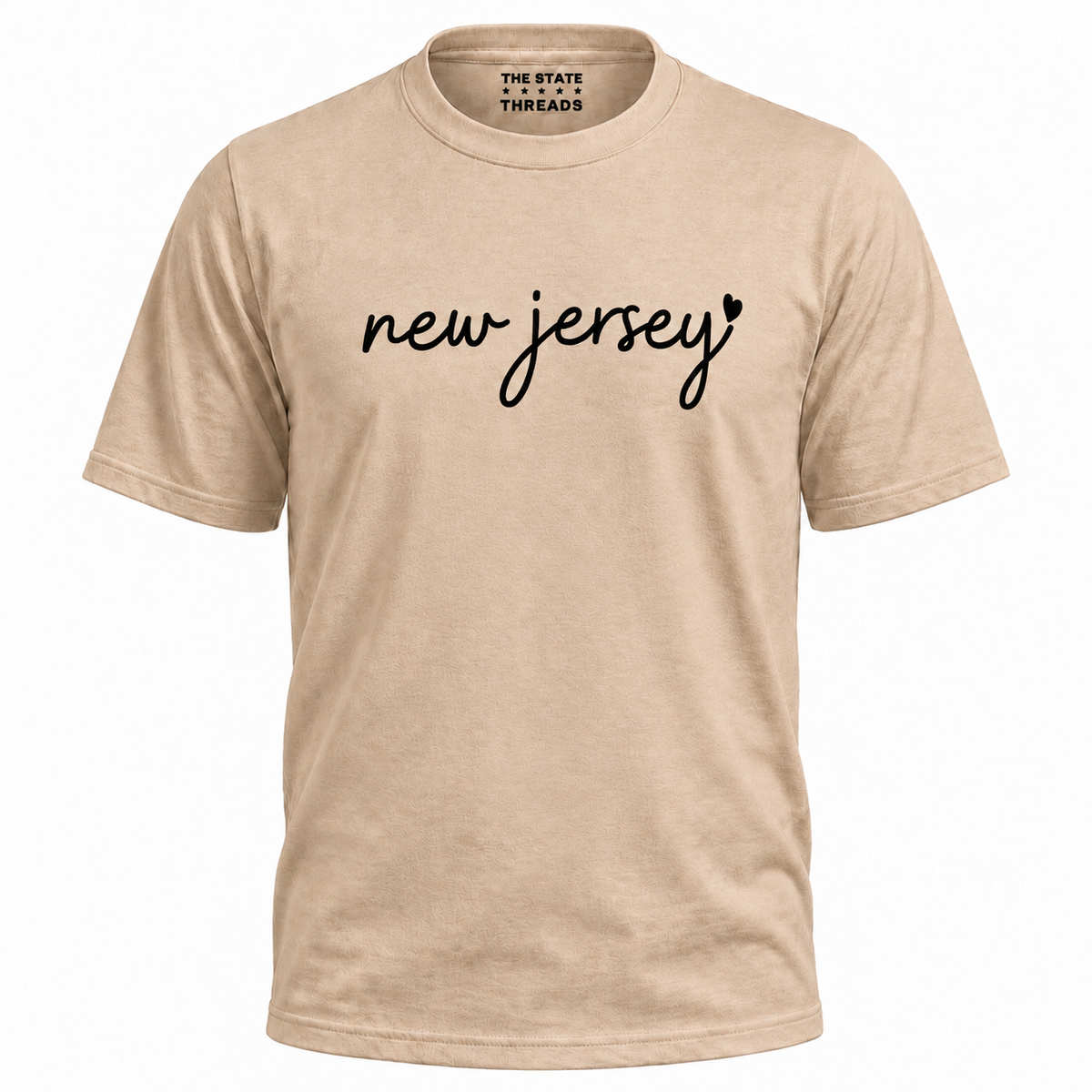 New Jersey Cursive Script White Heart Graphic Shirt