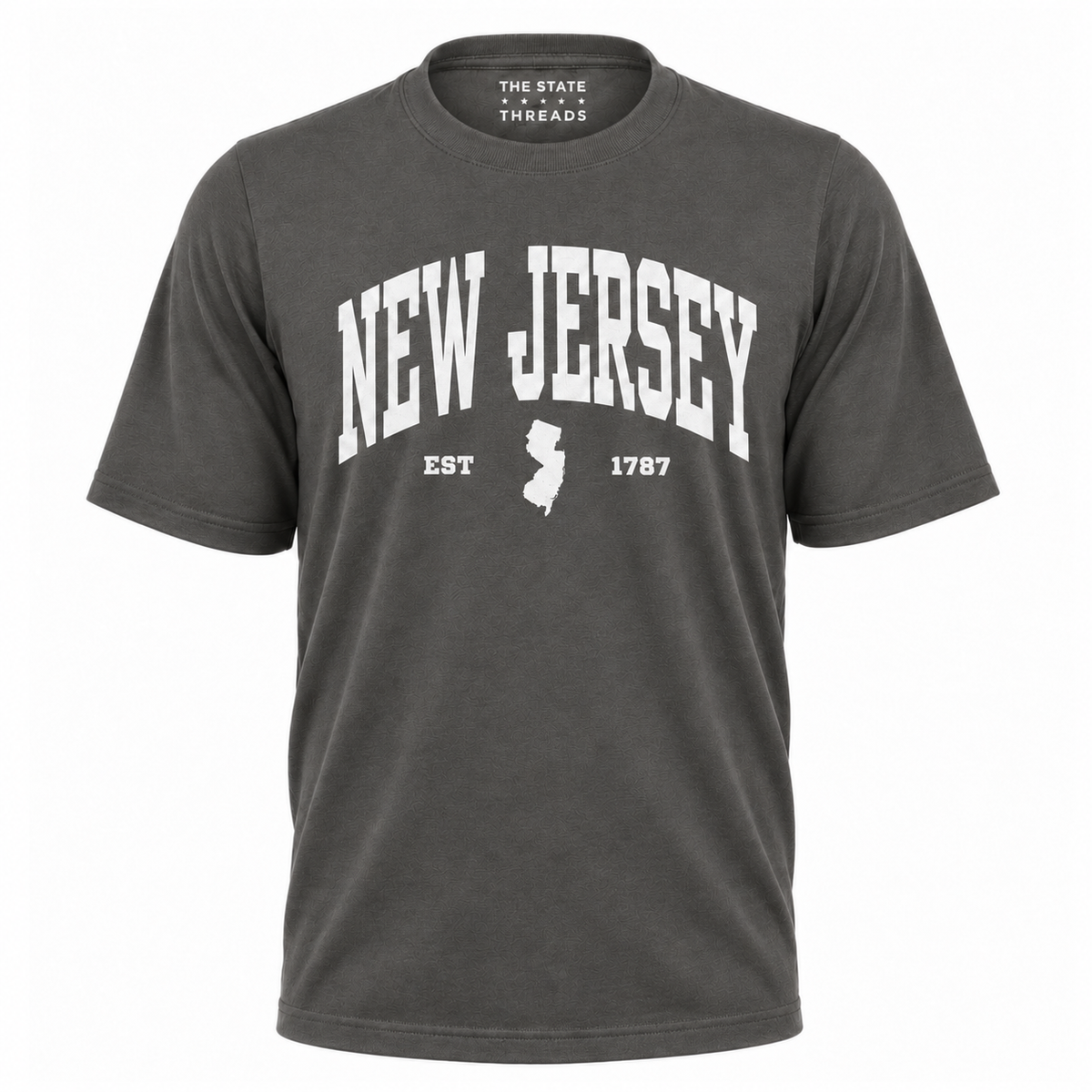 New Jersey Vintage Collegiate State Map Blue Shirt