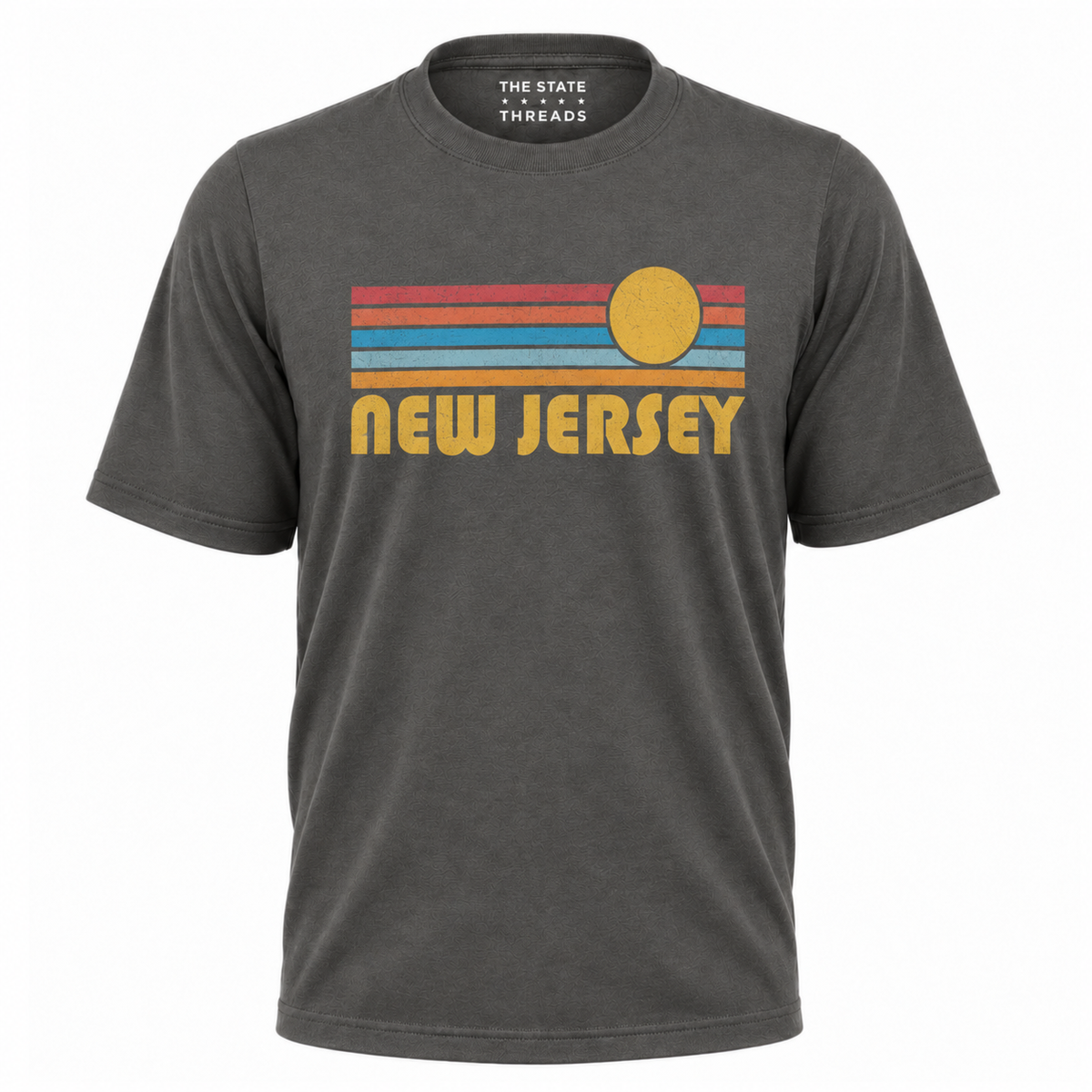 New Jersey Retro Sunset Vintage Stripes Black Shirt