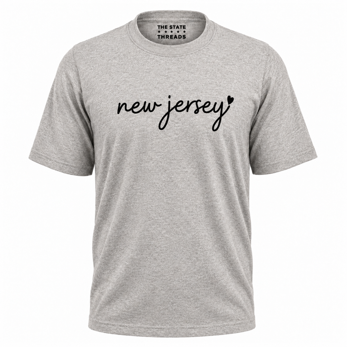 New Jersey Cursive Script White Heart Graphic Shirt