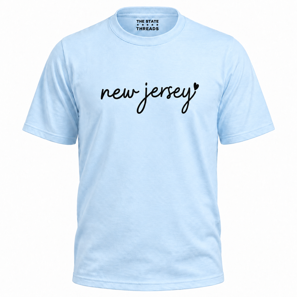 New Jersey Cursive Script White Heart Graphic Shirt