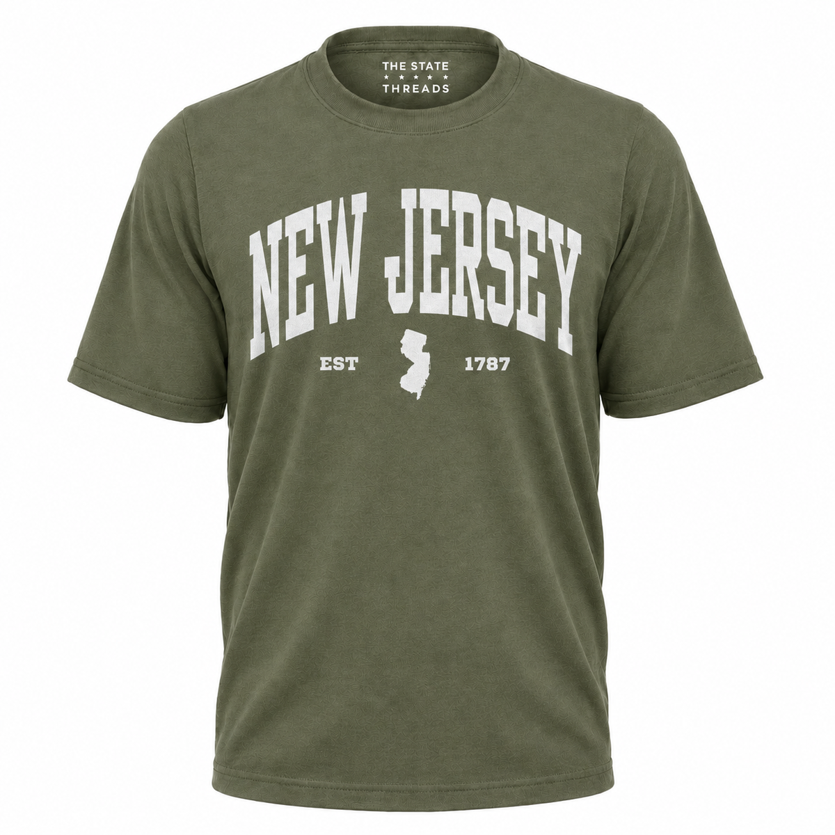 New Jersey Vintage Collegiate State Map Blue Shirt