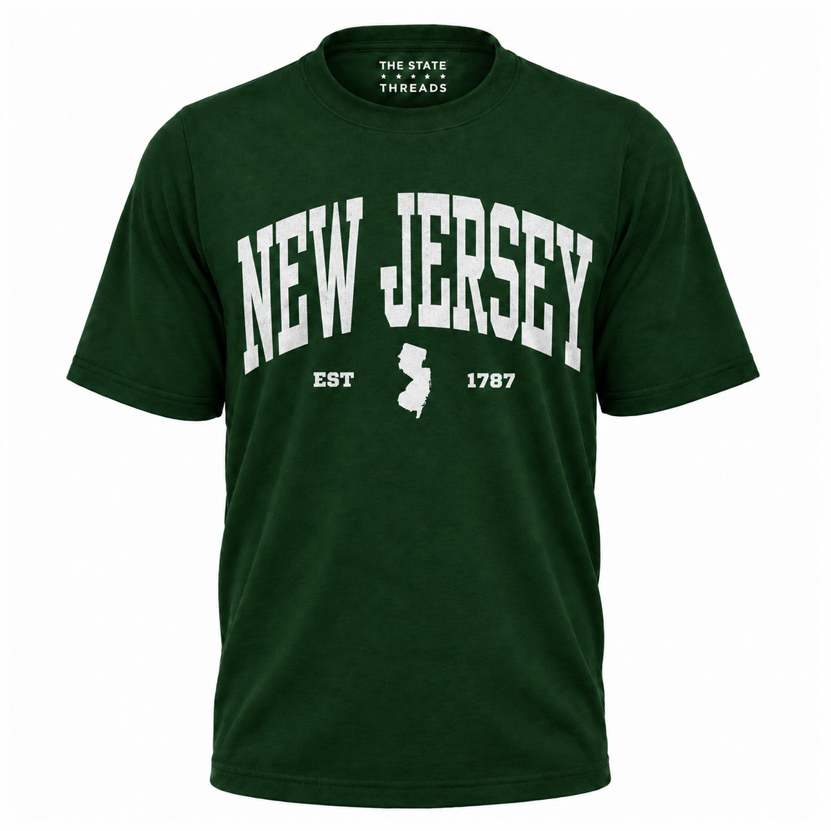 New Jersey Vintage Collegiate State Map Blue Shirt