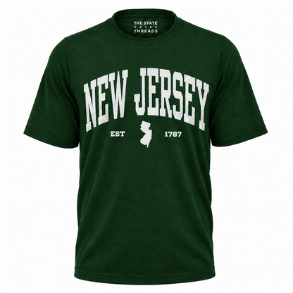 New Jersey Vintage Collegiate State Map Blue Shirt