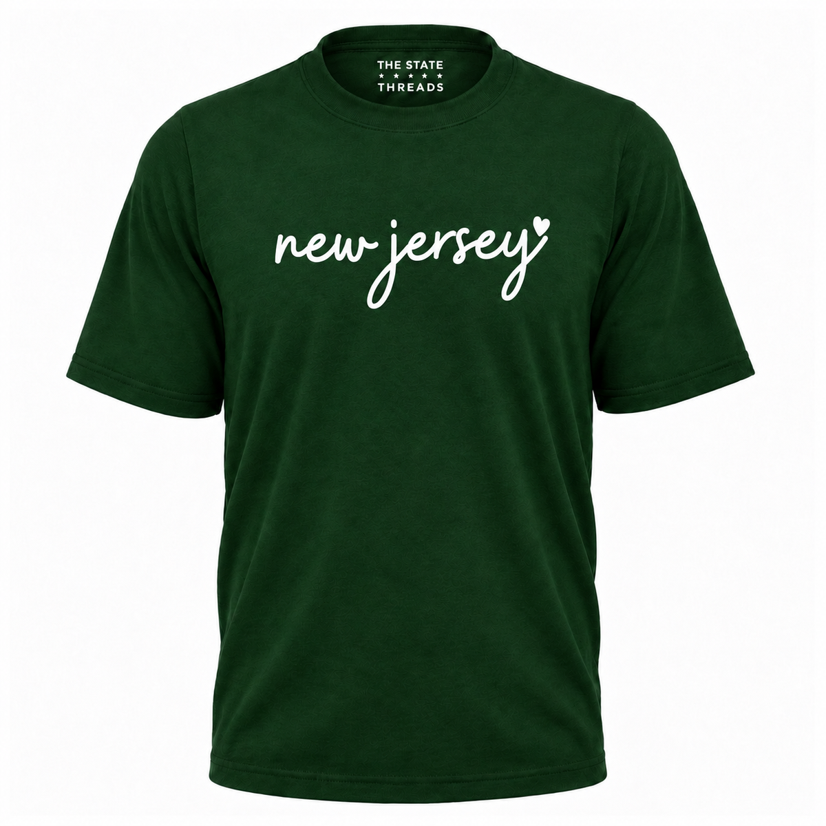 New Jersey Cursive Script White Heart Graphic Shirt