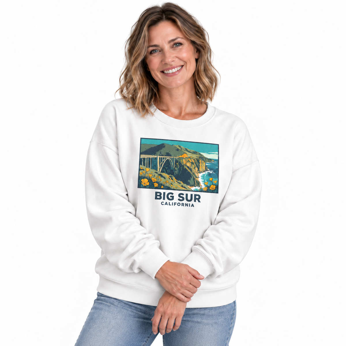 Big Sur California Bridge Poppy Landscape Sweatshirt
