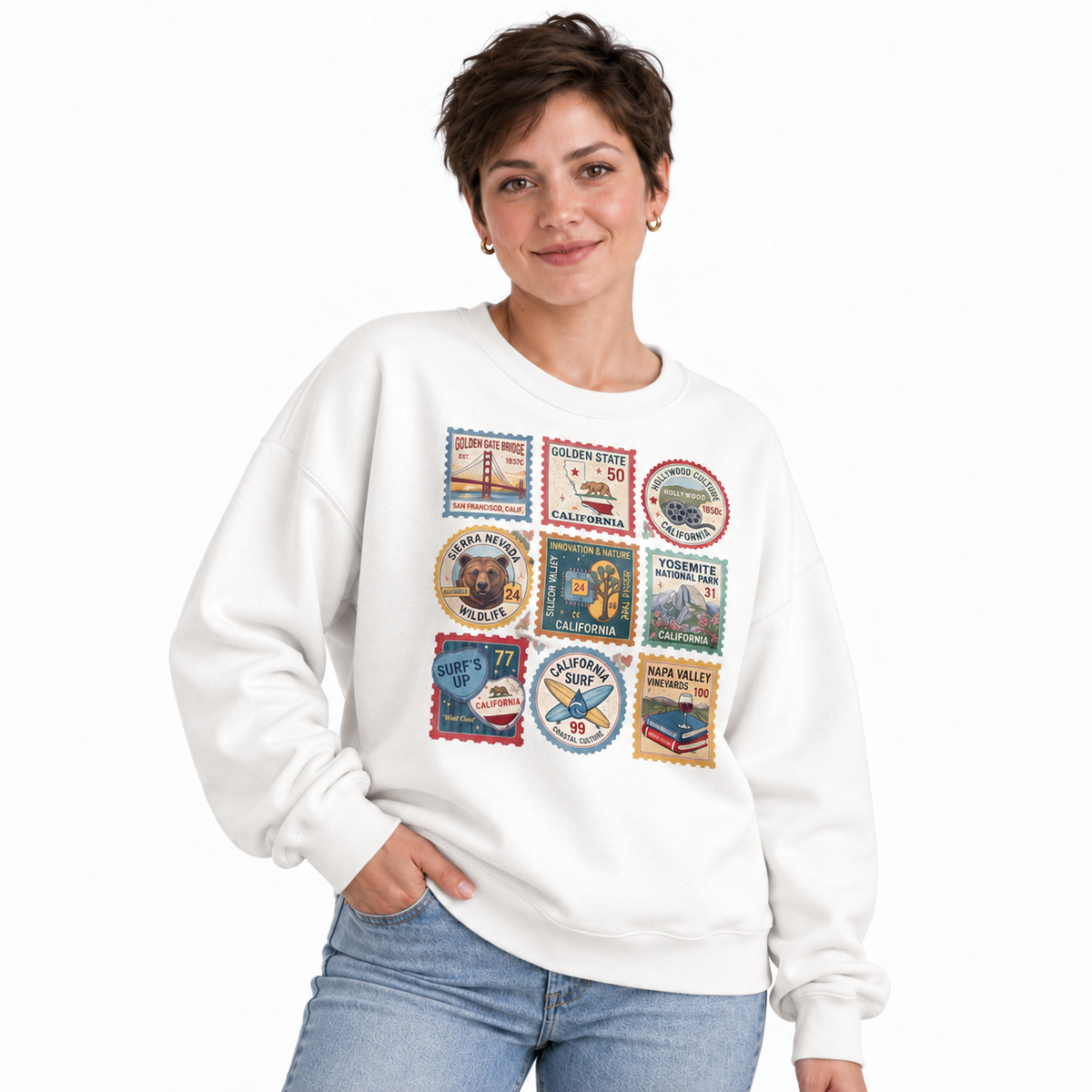 California Vintage Postage Stamps Icons Sweatshirt
