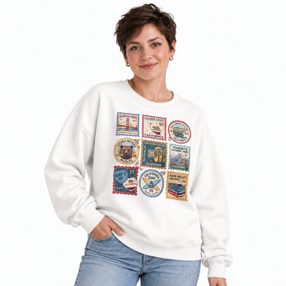 California Vintage Postage Stamps Icons Sweatshirt