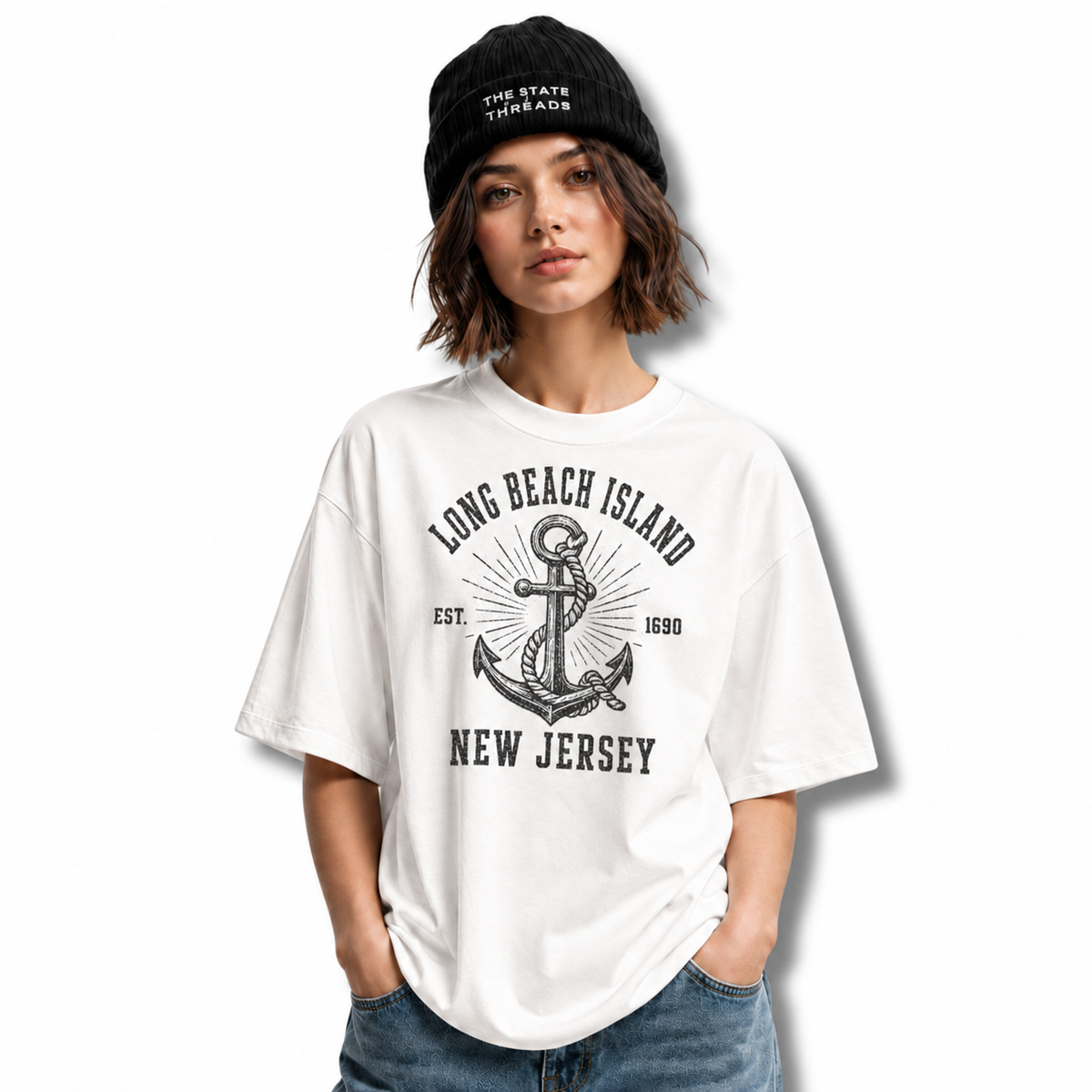 Long Beach Island New Jersey Anchor Nautical Shirt