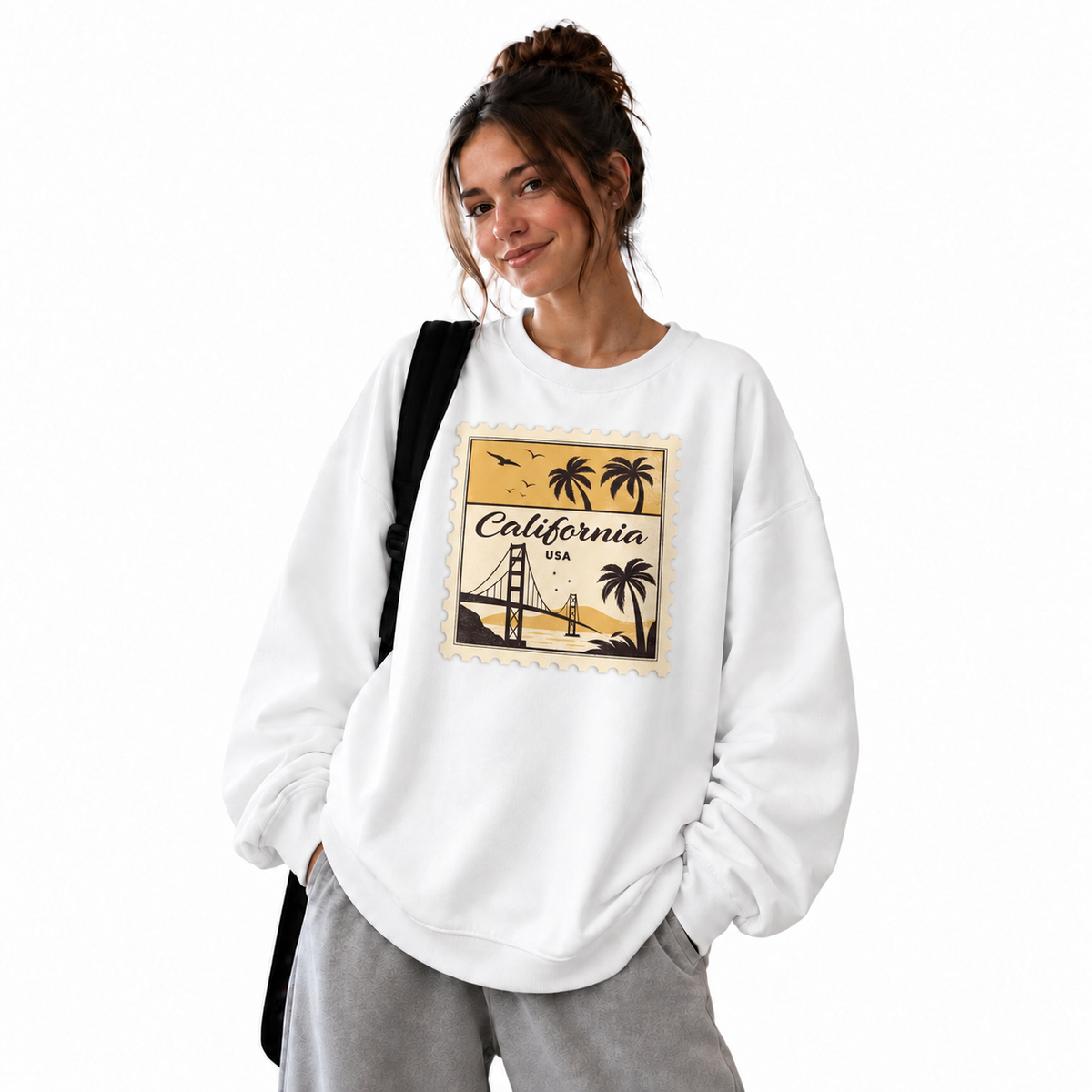 California USA Vintage Bridge Postage Stamp Sweatshirt