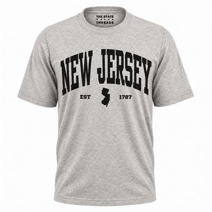 New Jersey Vintage Collegiate State Map Blue Shirt