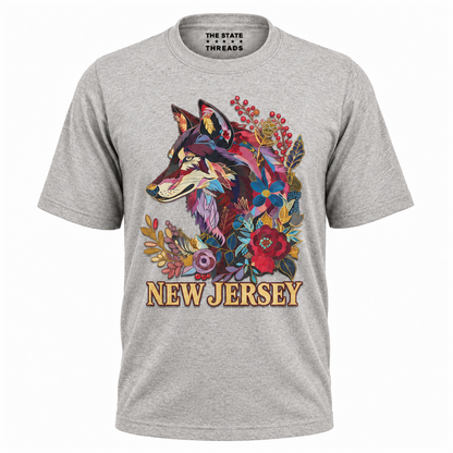 New Jersey Floral Wolf Botanical Vintage Shirt