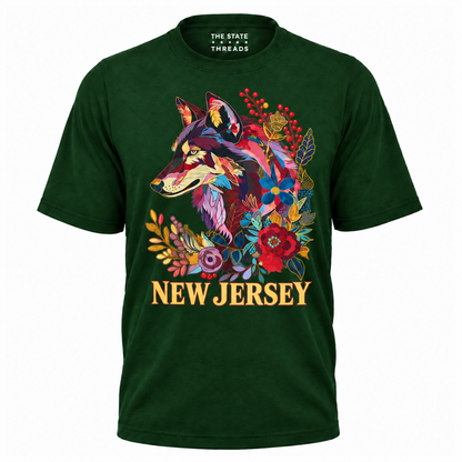 New Jersey Floral Wolf Botanical Vintage Shirt