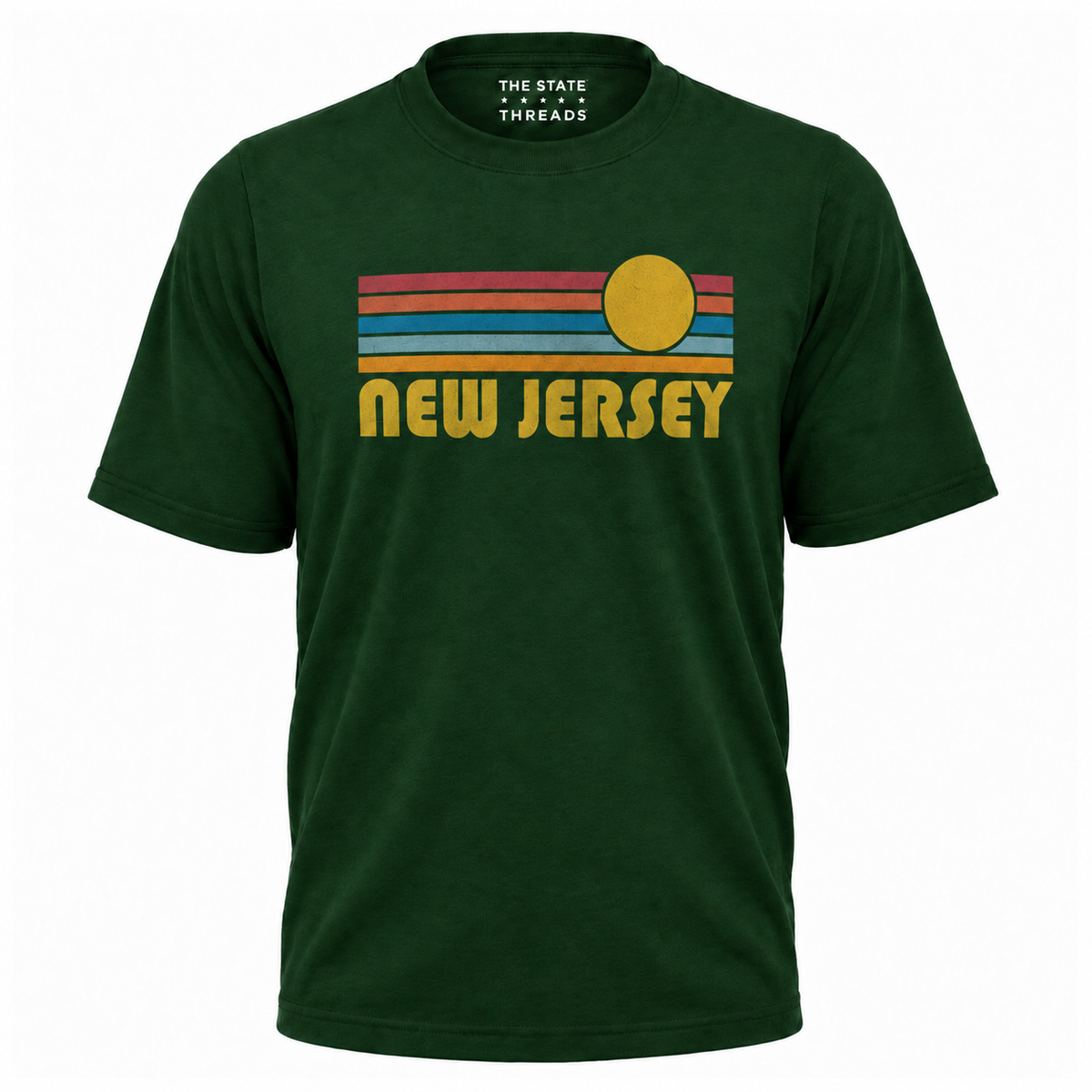 New Jersey Retro Sunset Vintage Stripes Black Shirt