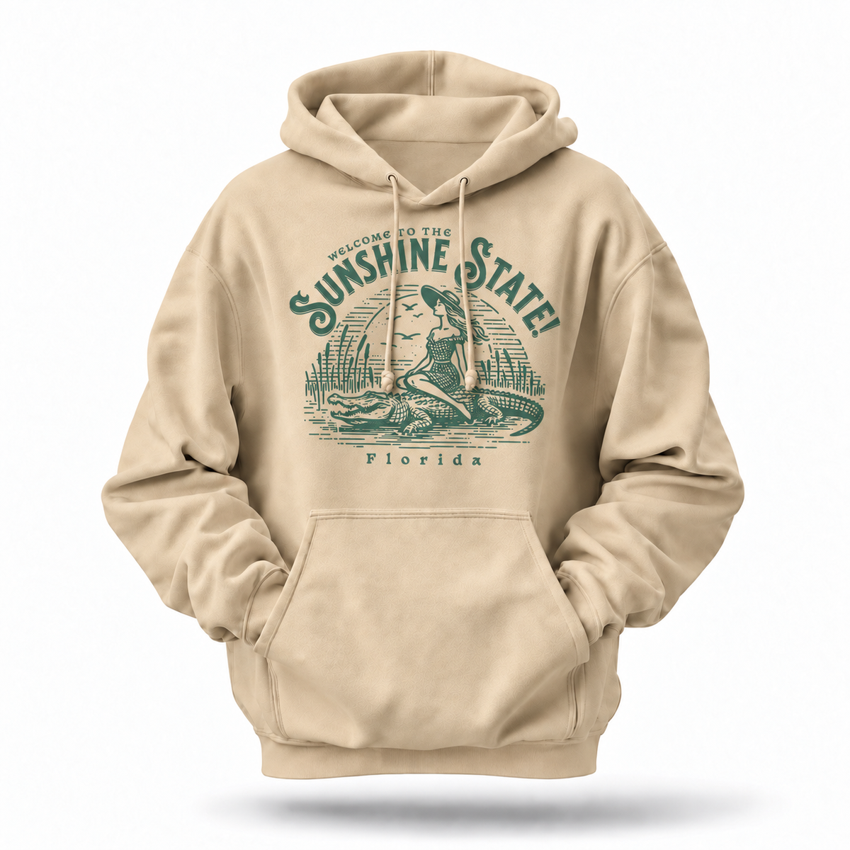Florida Sunshine State Alligator Retro Pin-Up Hoodie