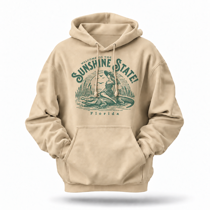 Florida Sunshine State Alligator Retro Pin-Up Hoodie