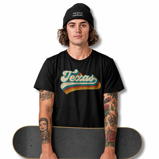 Texas Retro Script Rainbow Shirt