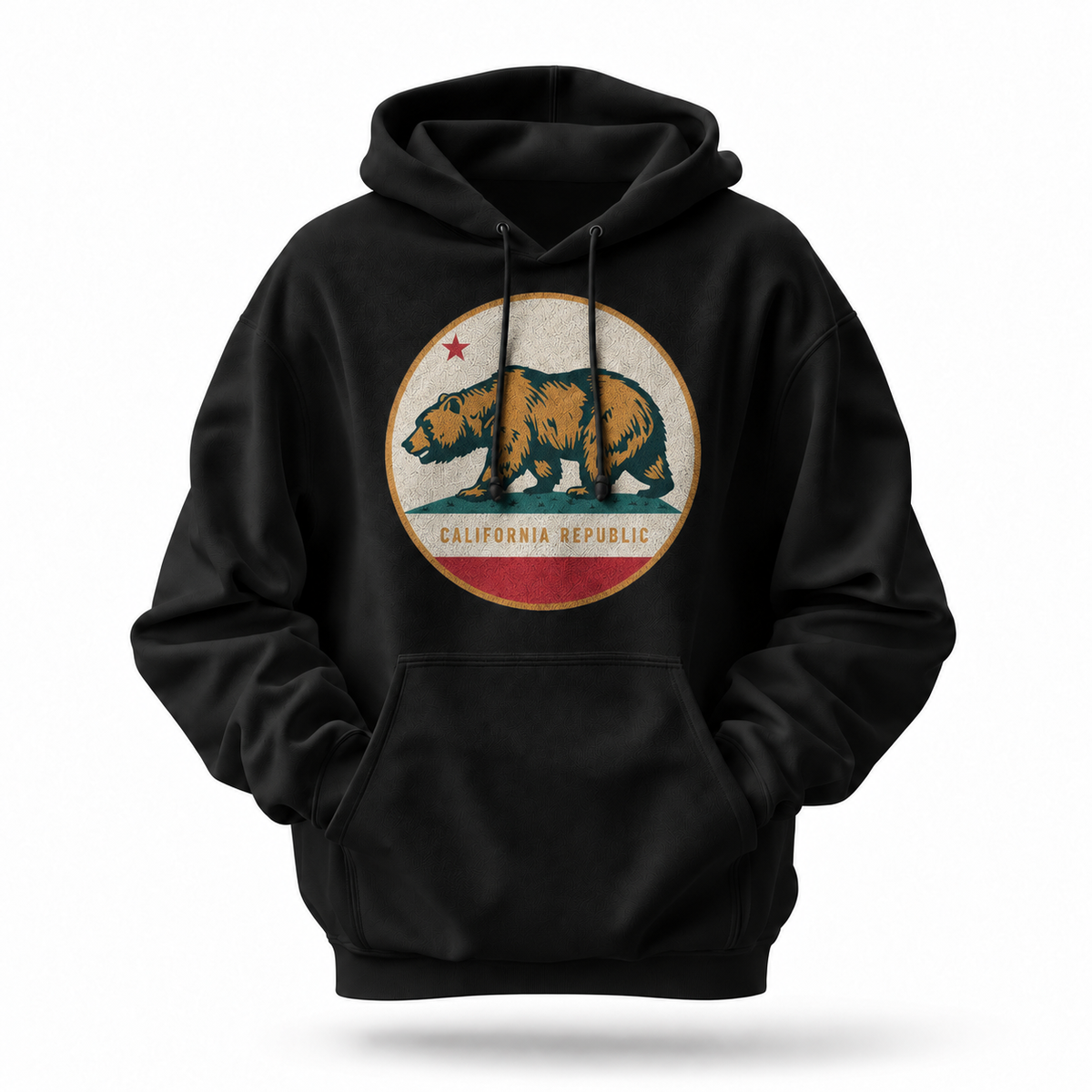 California Republic Bear Flag Vintage Circle Hoodie
