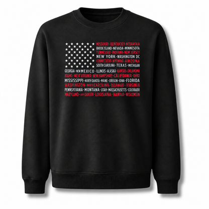 America State Names Typography Flag Sweatshirt