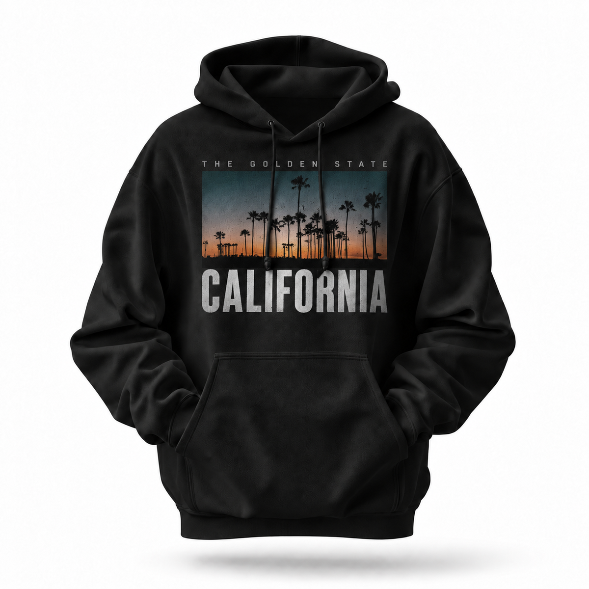 California Golden State Palm Tree Sunset Photo Hoodie
